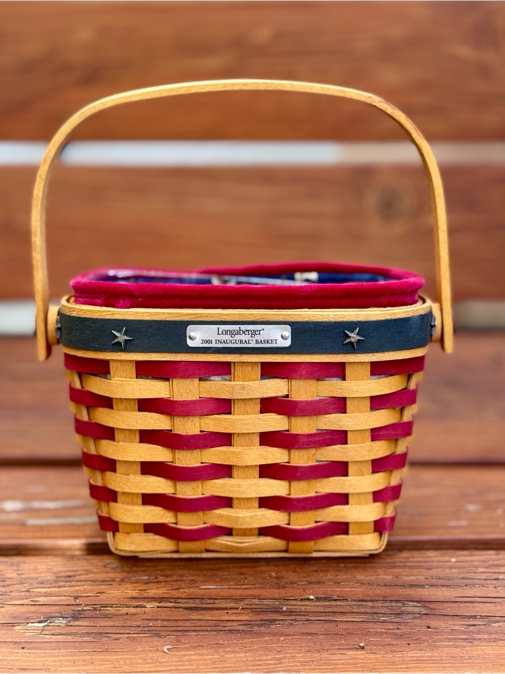 Longaberger 2001 Inaugural Patriotic Flag Basket Liner Protector handcrafted
